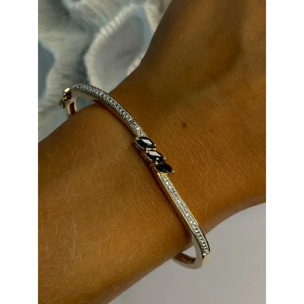 925 Sterling Silver Gold Plated Sapphire Bracelet